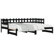 Slaapbank Uitschuifbaar Massief Grenenhout 2X(90X200) Cm 90 x 200 cm Zwart