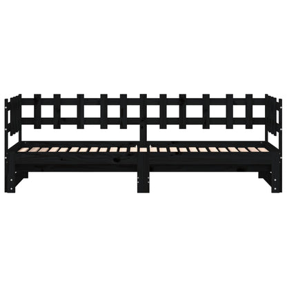 Slaapbank Uitschuifbaar Massief Grenenhout 2X(90X200) Cm 90 x 200 cm Zwart