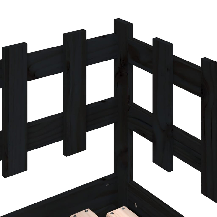 Slaapbank Uitschuifbaar Massief Grenenhout 2X(90X200) Cm 90 x 200 cm Zwart