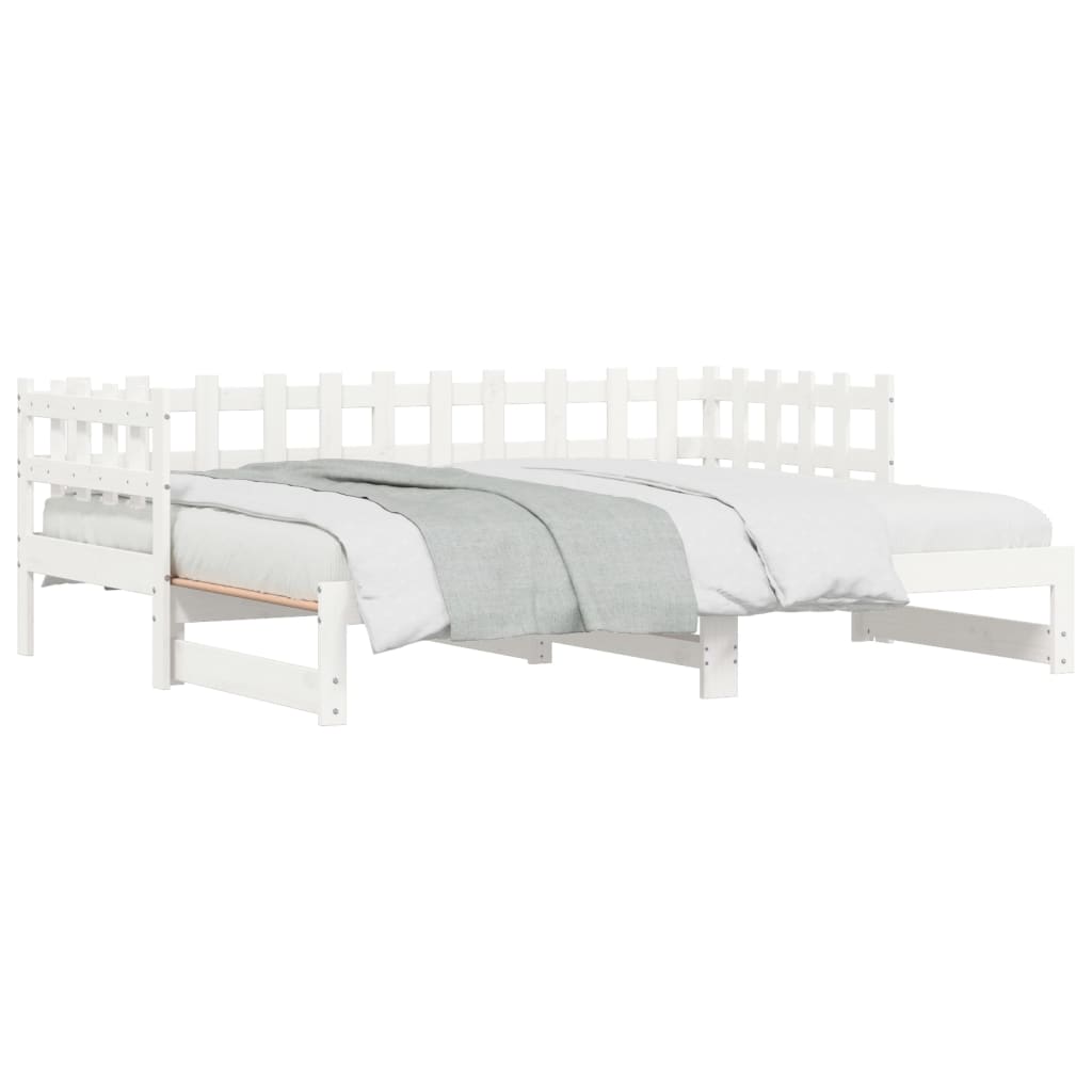 Slaapbank Uitschuifbaar Massief Grenenhout 2X(90X190) Cm 90 x 190 cm Wit