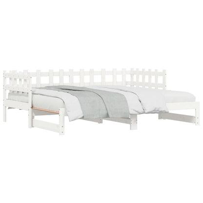 Slaapbank Uitschuifbaar Massief Grenenhout 2X(90X190) Cm 90 x 190 cm Wit