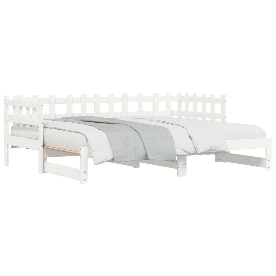 Slaapbank Uitschuifbaar Massief Grenenhout 2X(90X190) Cm 90 x 190 cm Wit