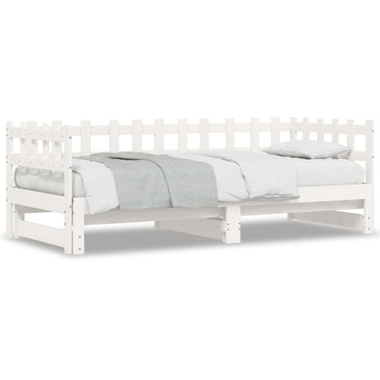 Slaapbank Uitschuifbaar Massief Grenenhout 2X(90X190) Cm 90 x 190 cm Wit