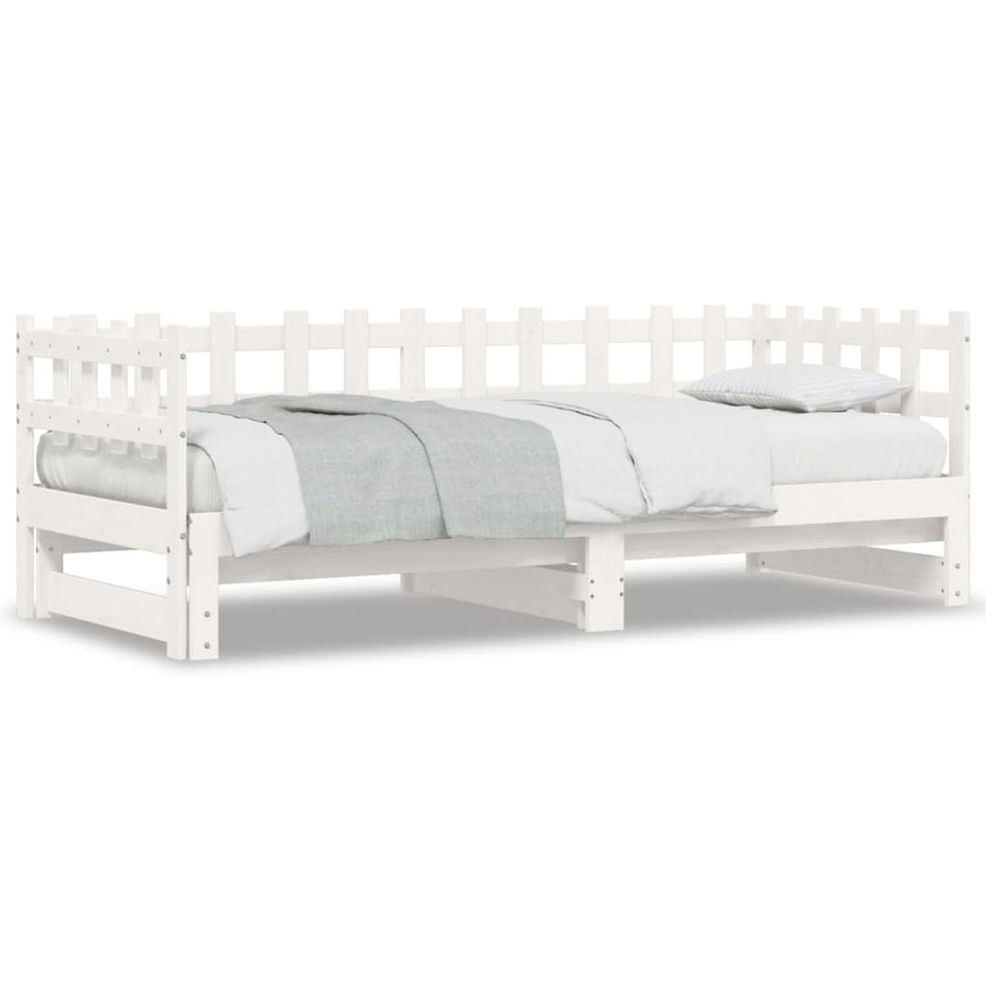 Slaapbank Uitschuifbaar Massief Grenenhout 2X(90X190) Cm 90 x 190 cm Wit