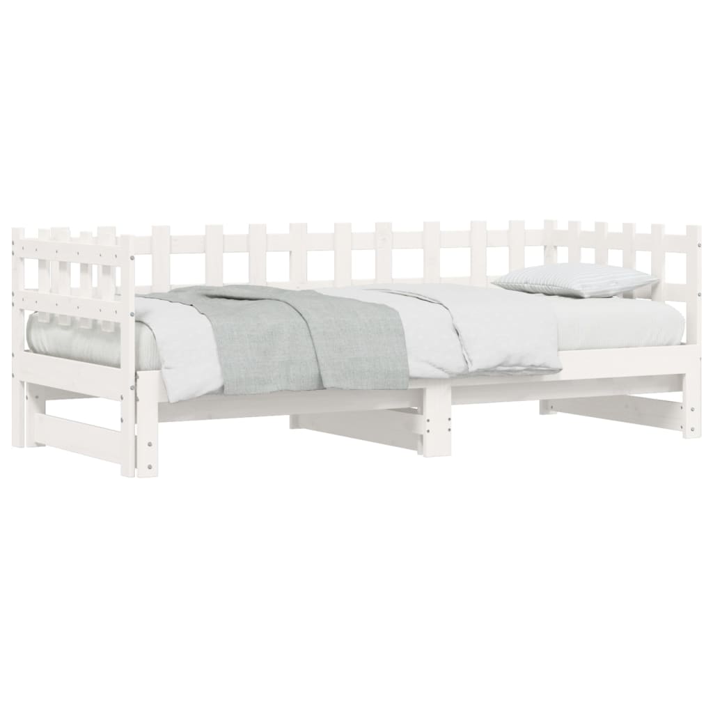 Slaapbank Uitschuifbaar Massief Grenenhout 2X(90X190) Cm 90 x 190 cm Wit