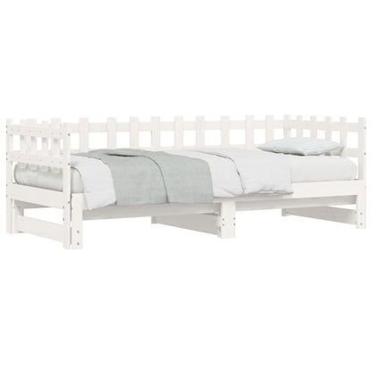 Slaapbank Uitschuifbaar Massief Grenenhout 2X(90X190) Cm 90 x 190 cm Wit