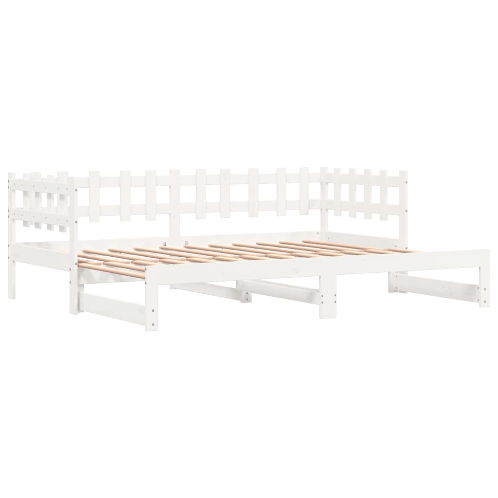 Slaapbank Uitschuifbaar Massief Grenenhout 2X(90X190) Cm 90 x 190 cm Wit