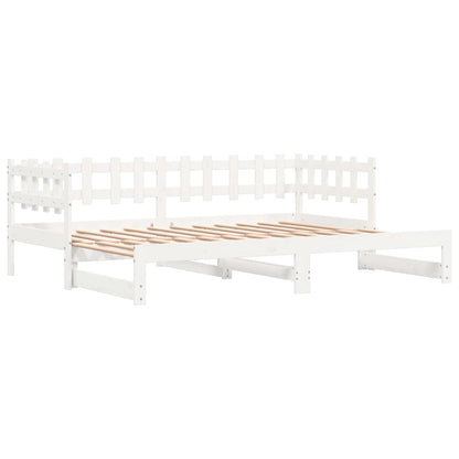 Slaapbank Uitschuifbaar Massief Grenenhout 2X(90X190) Cm 90 x 190 cm Wit