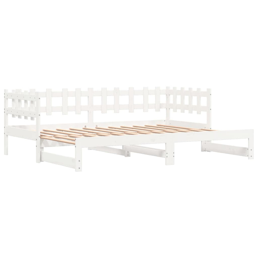 Slaapbank Uitschuifbaar Massief Grenenhout 2X(90X190) Cm 90 x 190 cm Wit