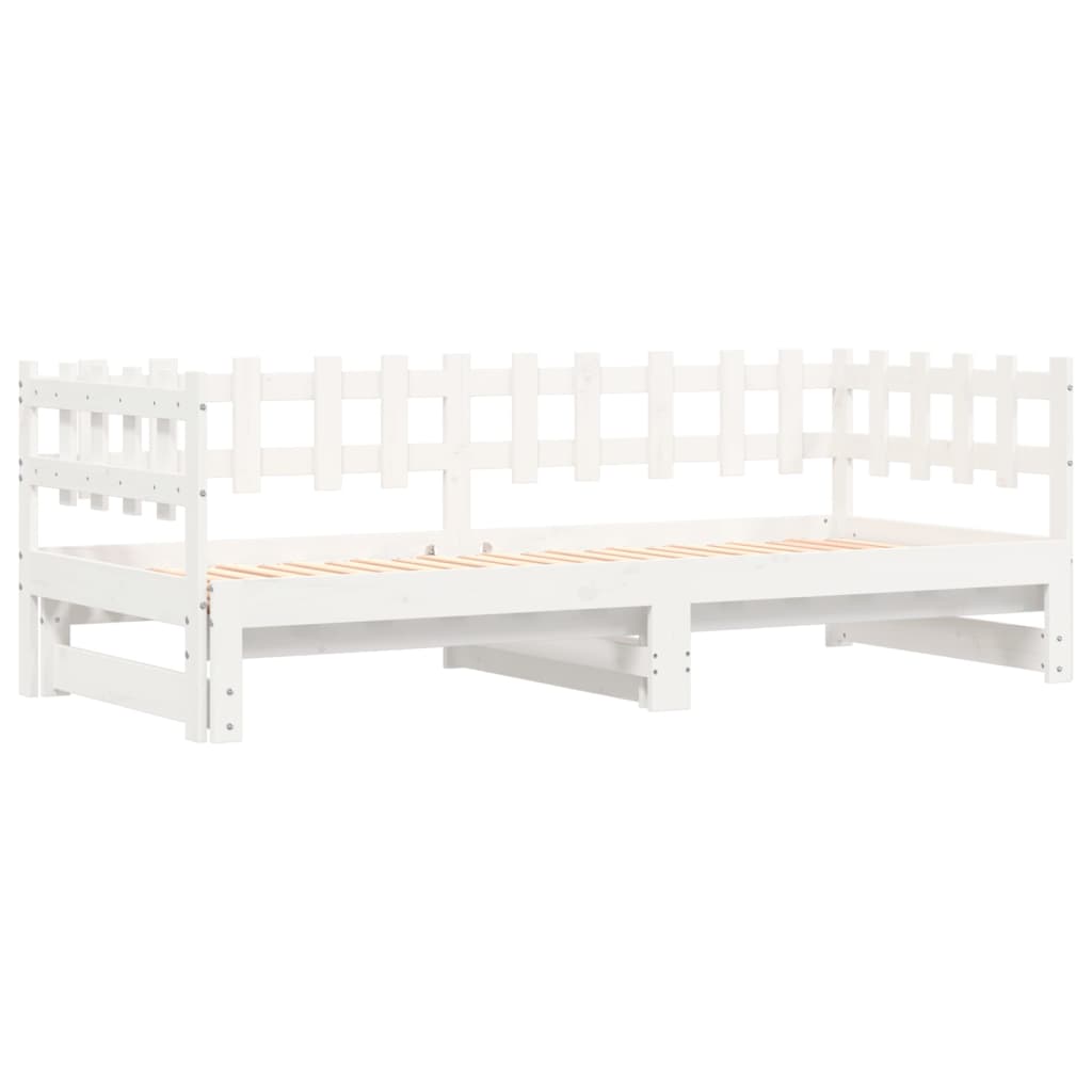 Slaapbank Uitschuifbaar Massief Grenenhout 2X(90X190) Cm 90 x 190 cm Wit