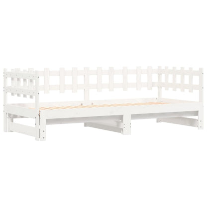 Slaapbank Uitschuifbaar Massief Grenenhout 2X(90X190) Cm 90 x 190 cm Wit