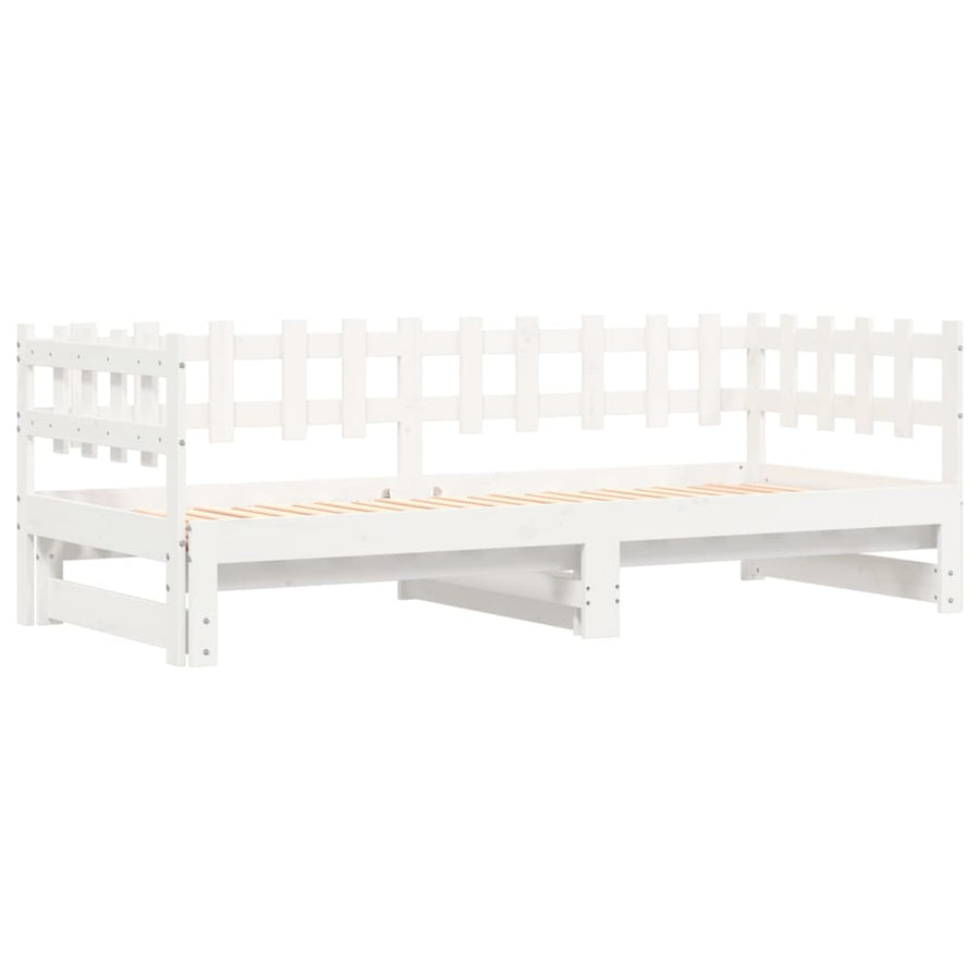 Slaapbank Uitschuifbaar Massief Grenenhout 2X(90X190) Cm 90 x 190 cm Wit