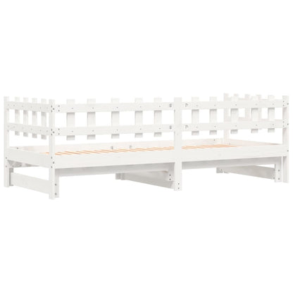 Slaapbank Uitschuifbaar Massief Grenenhout 2X(90X190) Cm 90 x 190 cm Wit