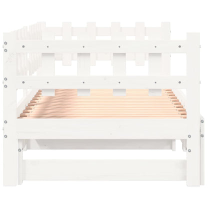 Slaapbank Uitschuifbaar Massief Grenenhout 2X(90X190) Cm 90 x 190 cm Wit