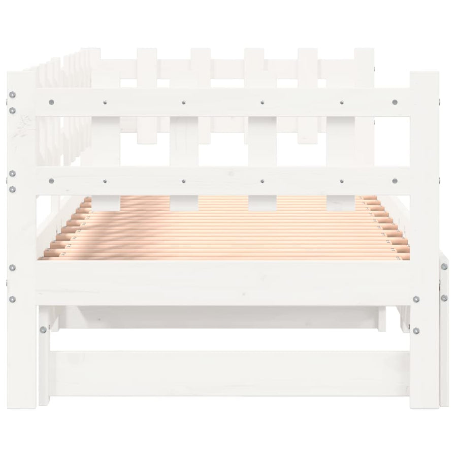 Slaapbank Uitschuifbaar Massief Grenenhout 2X(90X190) Cm 90 x 190 cm Wit