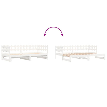 Slaapbank Uitschuifbaar Massief Grenenhout 2X(90X190) Cm 90 x 190 cm Wit