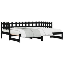 Slaapbank Uitschuifbaar Massief Grenenhout 2X(90X190) Cm 90 x 190 cm Zwart