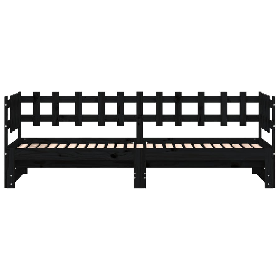 Slaapbank Uitschuifbaar Massief Grenenhout 2X(90X190) Cm 90 x 190 cm Zwart
