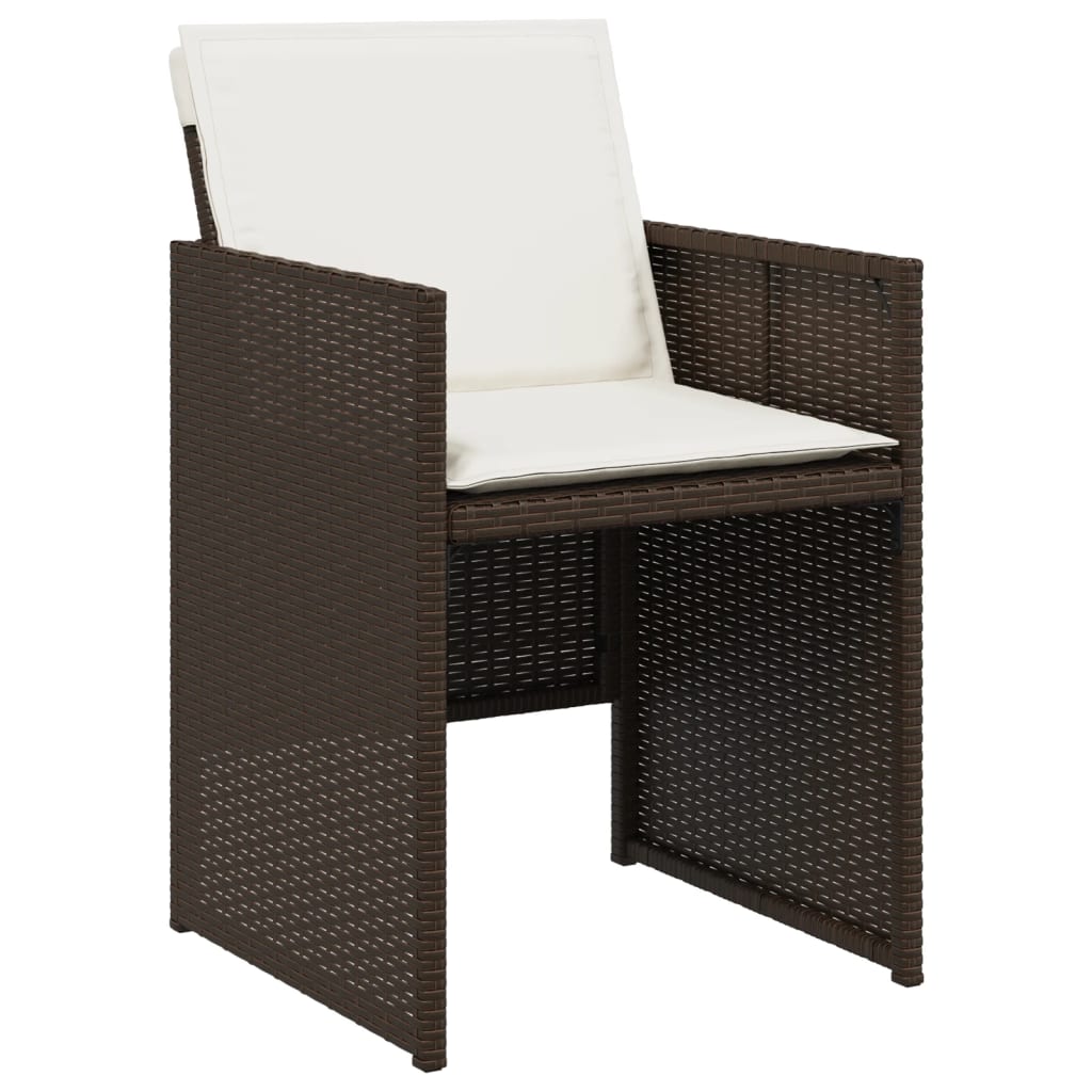 Tuinstoelen 4 st met kussens poly rattan bruin