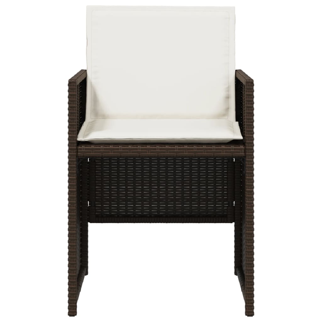 Tuinstoelen 4 st met kussens poly rattan bruin