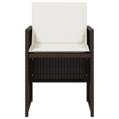 Tuinstoelen 4 st met kussens poly rattan bruin