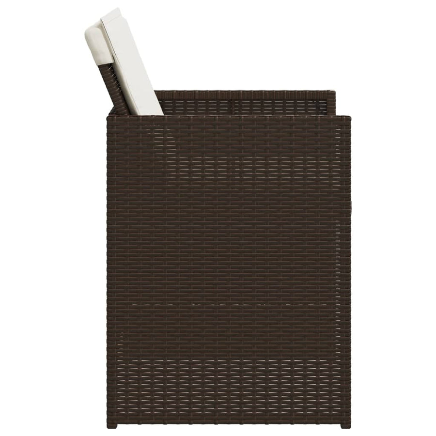 Tuinstoelen 4 st met kussens poly rattan bruin
