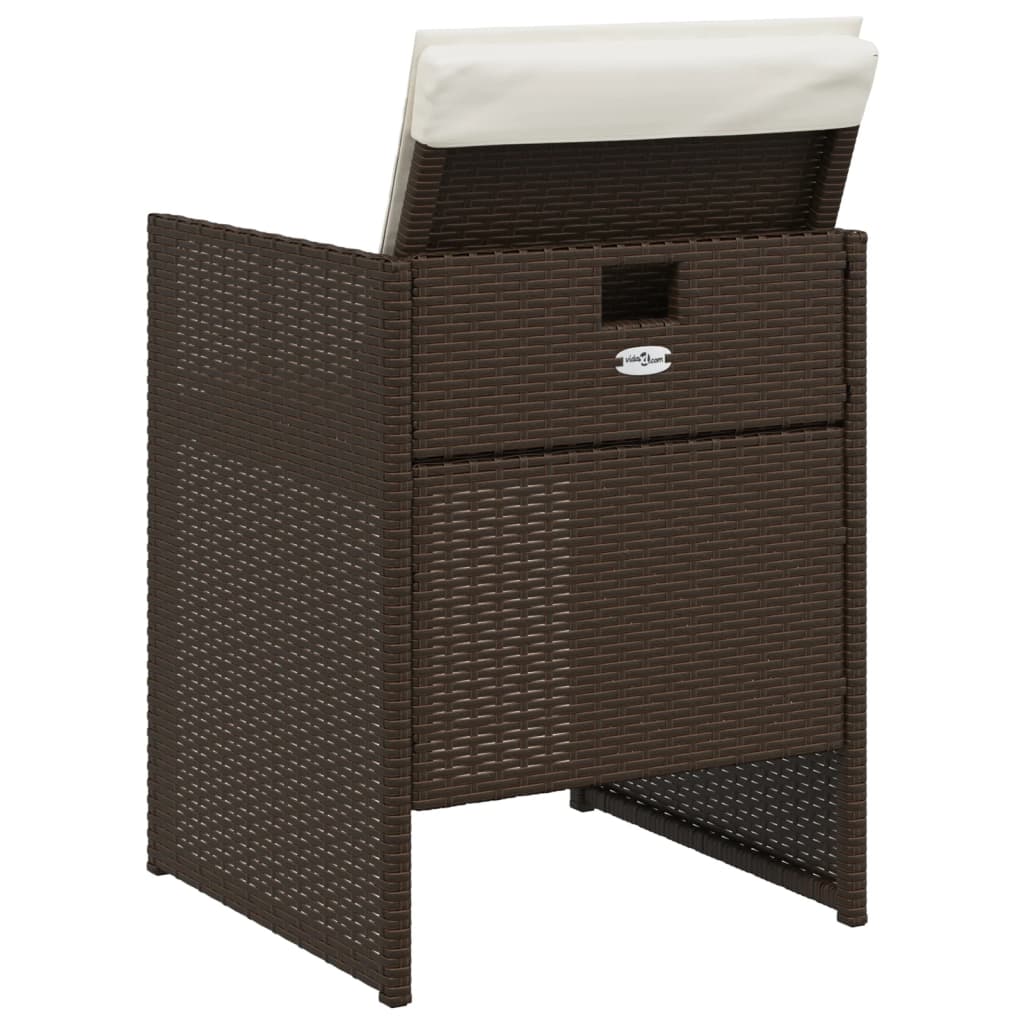 Tuinstoelen 4 st met kussens poly rattan bruin