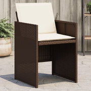 Tuinstoelen 4 st poly rattan bruin met kussens