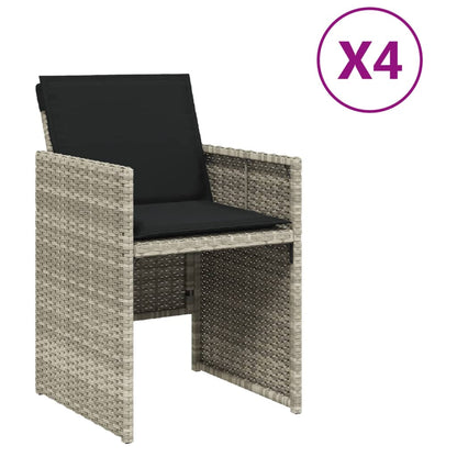 Tuinstoelen Met Kussens Poly Rattan Lichtgrijs