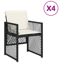 Tuinstoelen 4 st met kussens poly rattan zwart