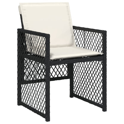 Tuinstoelen 4 st met kussens poly rattan zwart