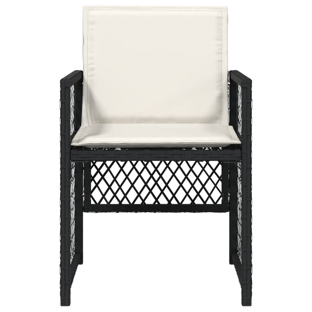 Tuinstoelen 4 st met kussens poly rattan zwart