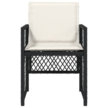 Tuinstoelen 4 st met kussens poly rattan zwart