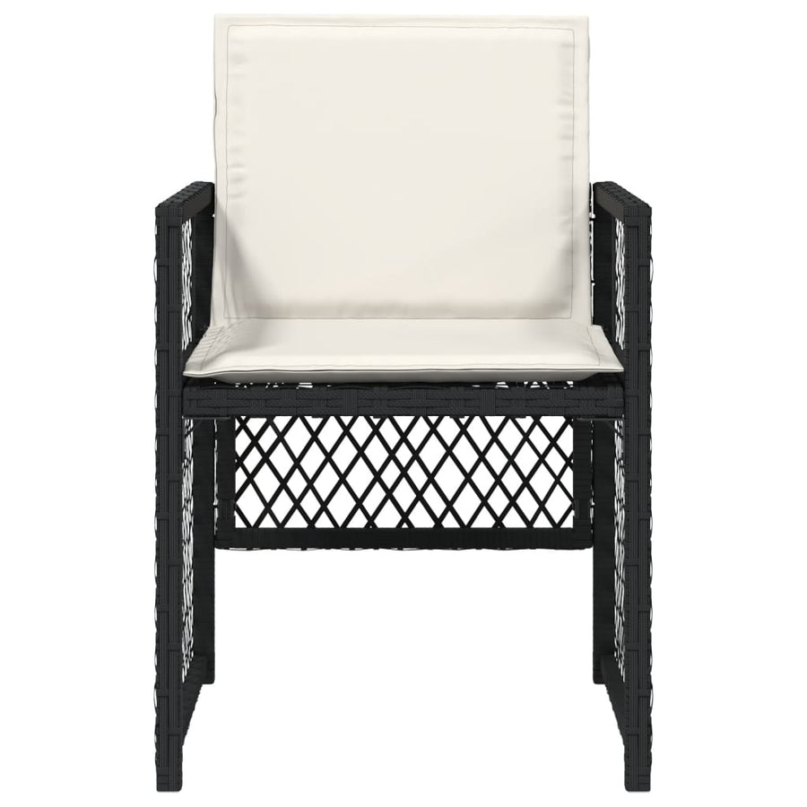 Tuinstoelen 4 st met kussens poly rattan zwart