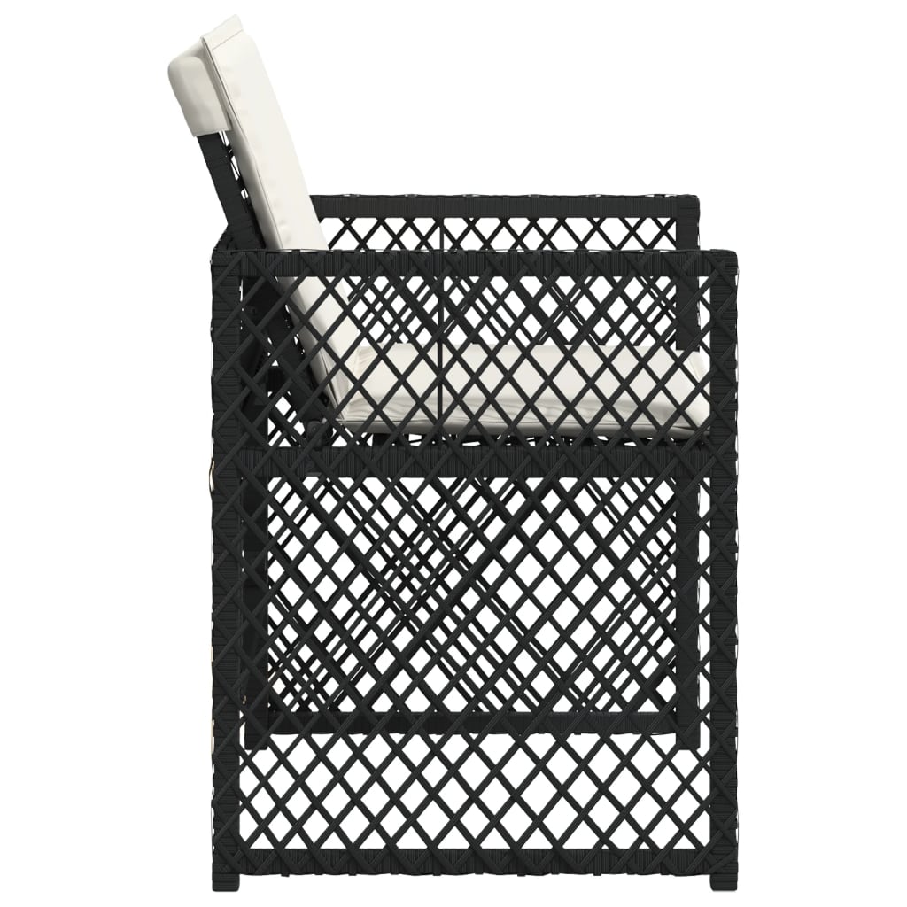 Tuinstoelen 4 st met kussens poly rattan zwart