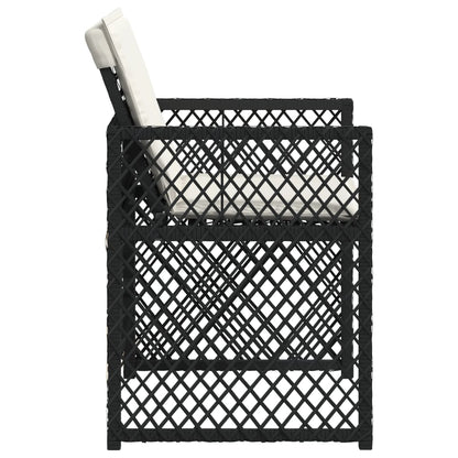 Tuinstoelen 4 st met kussens poly rattan zwart