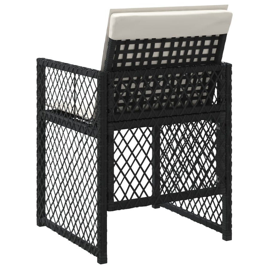 Tuinstoelen 4 st met kussens poly rattan zwart
