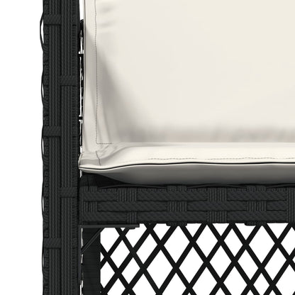 Tuinstoelen 4 st met kussens poly rattan zwart