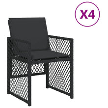 Tuinstoelen 4 st met kussens poly rattan zwart