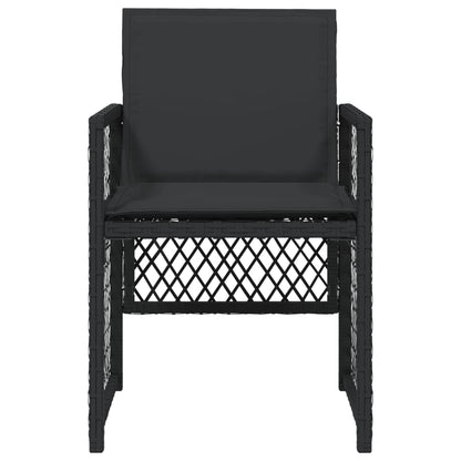 Tuinstoelen 4 st met kussens poly rattan zwart