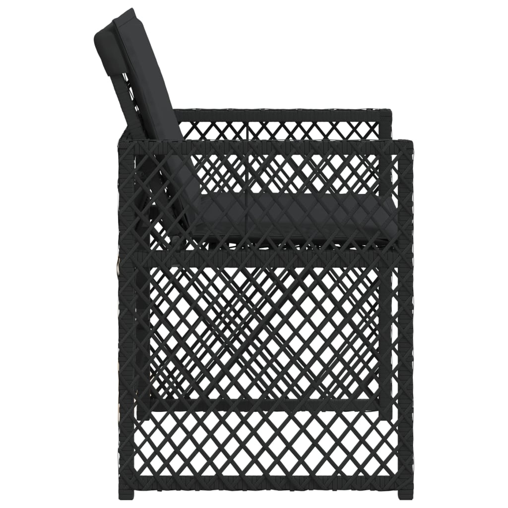 Tuinstoelen 4 st met kussens poly rattan zwart