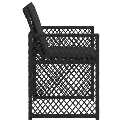 Tuinstoelen 4 st met kussens poly rattan zwart