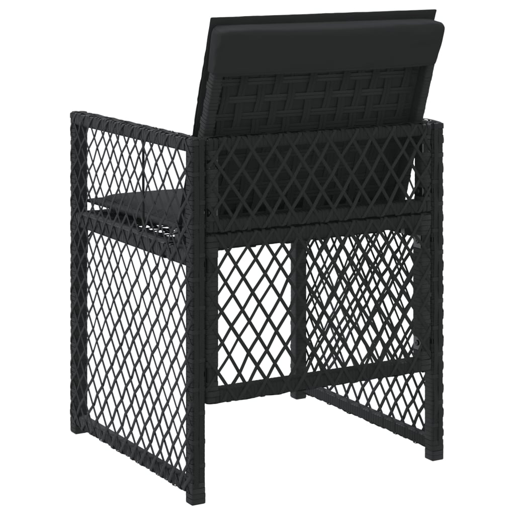 Tuinstoelen 4 st met kussens poly rattan zwart