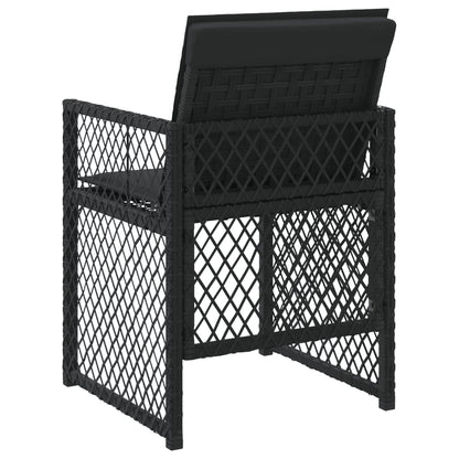 Tuinstoelen 4 st met kussens poly rattan zwart