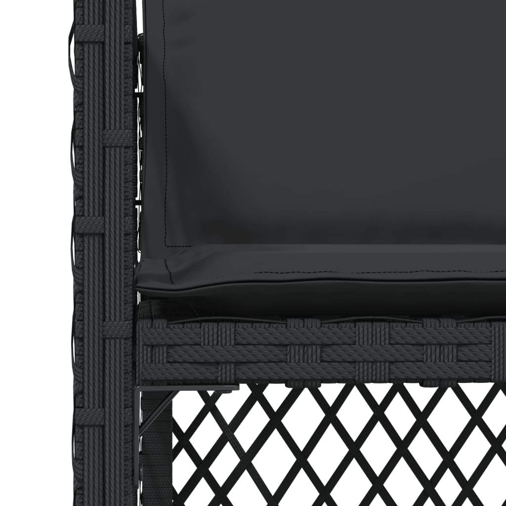 Tuinstoelen 4 st met kussens poly rattan zwart