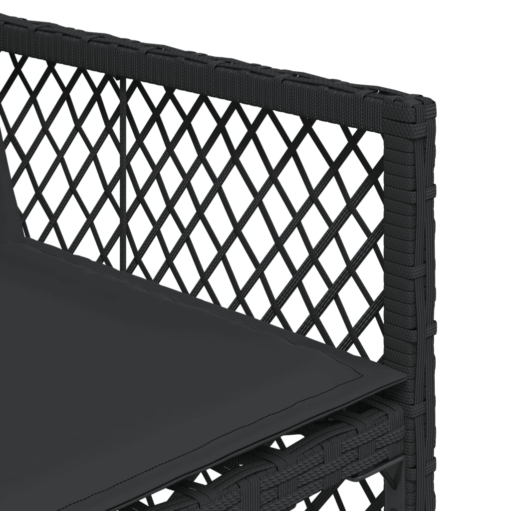 Tuinstoelen 4 st met kussens poly rattan zwart