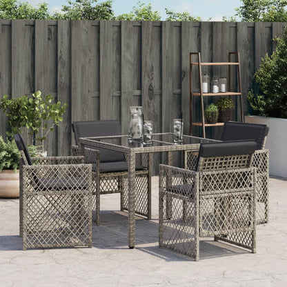 Tuinstoelen 4 st met kussens poly rattan grijs