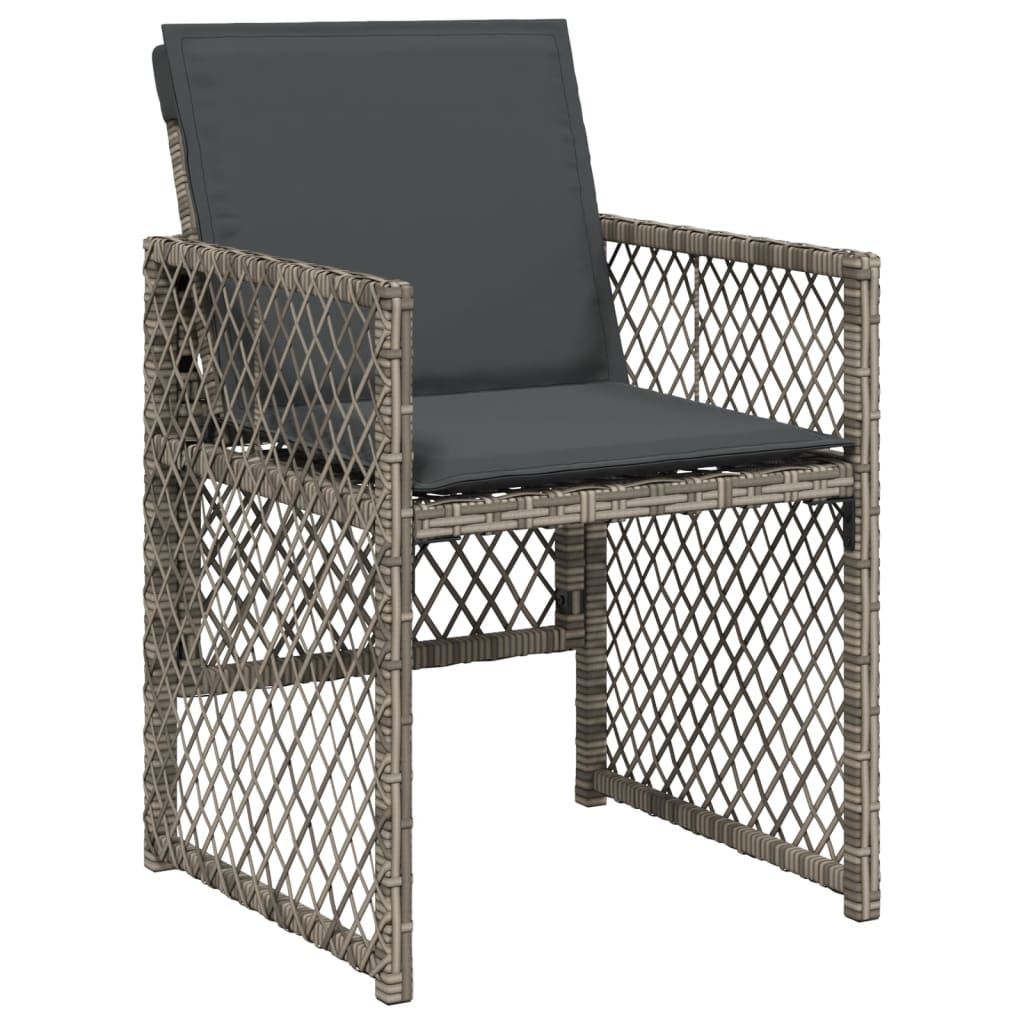 Tuinstoelen 4 st met kussens poly rattan grijs