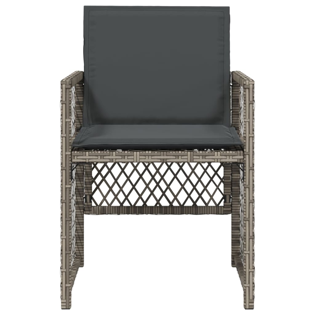 Tuinstoelen 4 st met kussens poly rattan grijs