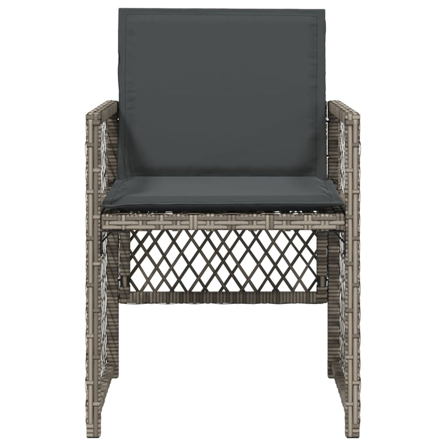 Tuinstoelen 4 st met kussens poly rattan grijs